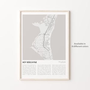 Key Biscayne-kaart afdrukken, Key Biscayne-reiskaart, Key Biscayne-muurdecoratiekunst, Key Biscayne, Florida, housewarmingcadeau
