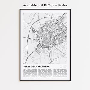Jerez de la Frontera Map Print, Jerez de la Frontera Travel Map, Jerez de la Frontera Wall Decor Art, Jerez de la Frontera Cádiz
