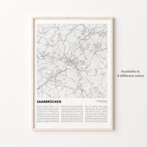 Saarbrücken Map Print, Saarbrücken Travel Map, Saarbrücken Wall Decor Art, Saarbrücken Saarland, Housewarming Gift