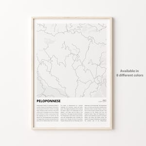 Peloponnes Karte Drucken, Peloponnes Karte, Peloponnes Wanddekor Kunst, Peloponnes, Housewarming Geschenk