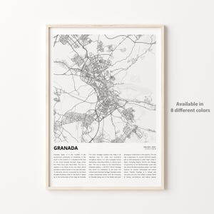 Granada Map Print, Granada Travel Map, Granada Wall Decor Art, Granada Granada, Housewarming Gift
