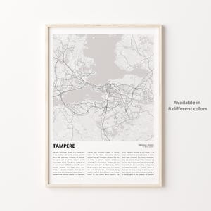 Tampere Map Print, Tampere Travel Map, Tampere Wall Decor Art, Tampere Pirkanmaa, Housewarming Gift