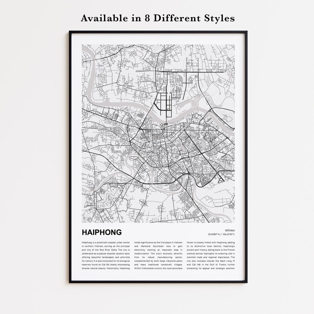 Haiphong Map Print Haiphong Travel Map Haiphong Wall Decor Art