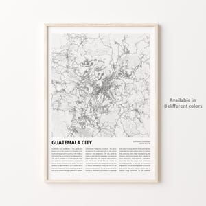 Impresión de mapa de la ciudad de Guatemala, mapa de viaje de la ciudad de Guatemala, arte de decoración de pared de la ciudad de Guatemala, ciudad de Guatemala, Guatemala, regalo de inauguración de la casa
