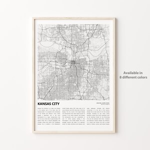 Kansas City Map Print, Kansas City Travel Map, Kansas City Wall Decor Art, Kansas City Missouri, Housewarming Gift
