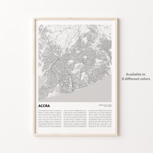 Accra Map Print, Accra Travel Map, Accra Wall Decor Art, Accra Greater Accra, Housewarming Gift map poster