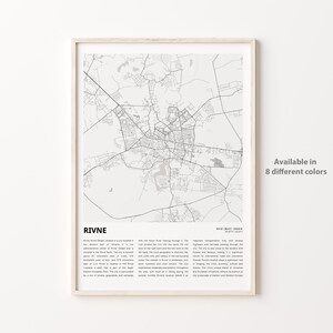Impresión de mapas de Rivne, Mapa de viaje de Rivne, Arte de decoración de pared de Rivne, Óblast de Rivne, Regalo de inauguración de la casa