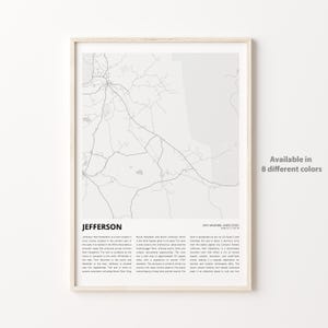 Jefferson Map Print, Jefferson Travel Map, Jefferson Wall Decor Art, Jefferson New Hampshire, Housewarming Gift
