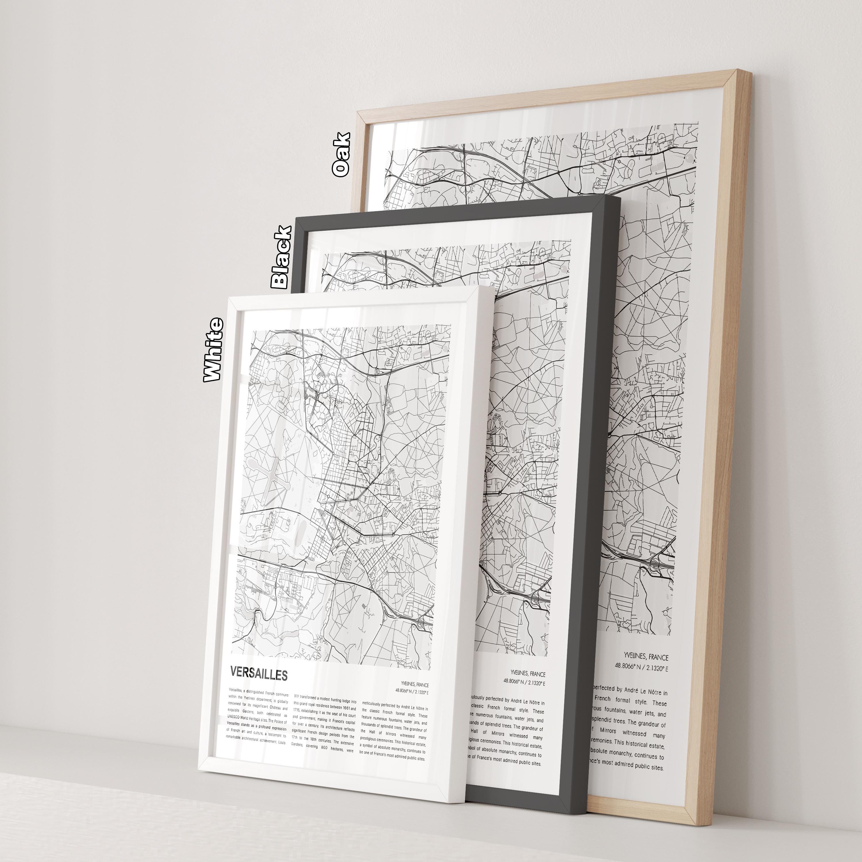 Versailles Map Print, Versailles Travel Map, Versailles Wall Decor