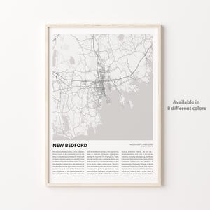 New Bedford Map Print, New Bedford Travel Map, New Bedford Wall Decor Art, New Bedford Massachusetts, Housewarming Gift