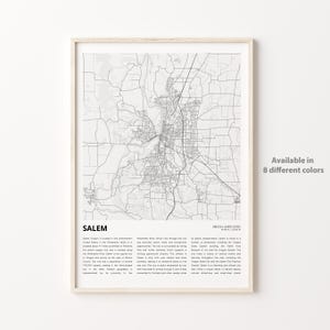 Salem Map Print, Salem Travel Map, Salem Wall Decor Art, Salem Oregon, Housewarming Gift