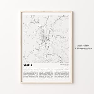 Urbino Map Print, Urbino Travel Map, Urbino Wall Decor Art, Urbino Pesaro and Urbino, Housewarming Gift