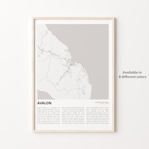 Avalon Map Print, Avalon Travel Map, Avalon Wall Decor Art, Avalon California, Housewarming Gift Personalized Map print