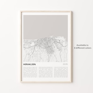 Heraklion Map Print, Heraklion Travel Map, Heraklion Wall Decor Art, Heraklion Crete, Housewarming Gift