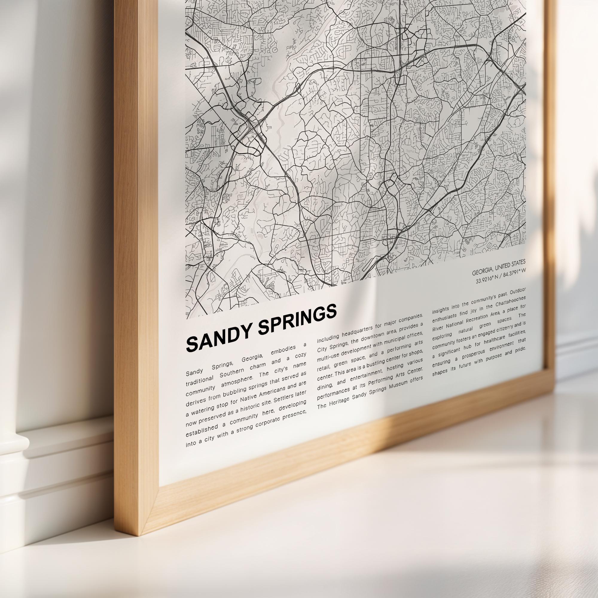 Sandy Springs Map Print Sandy Springs Travel Map Sandy Springs Wall Il 34f4 