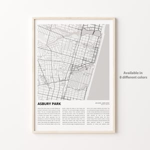 Asbury Park kaart afdrukken, Asbury Park reiskaart, Asbury Park muur decor kunst, Asbury Park New Jersey, housewarming gepersonaliseerde kaart poster