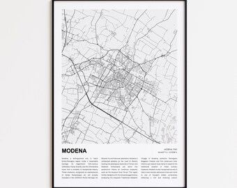 Modena Karte, Modena Karte, Modena Wand Dekor Kunst, Modena Modena, Housewarming Geschenk
