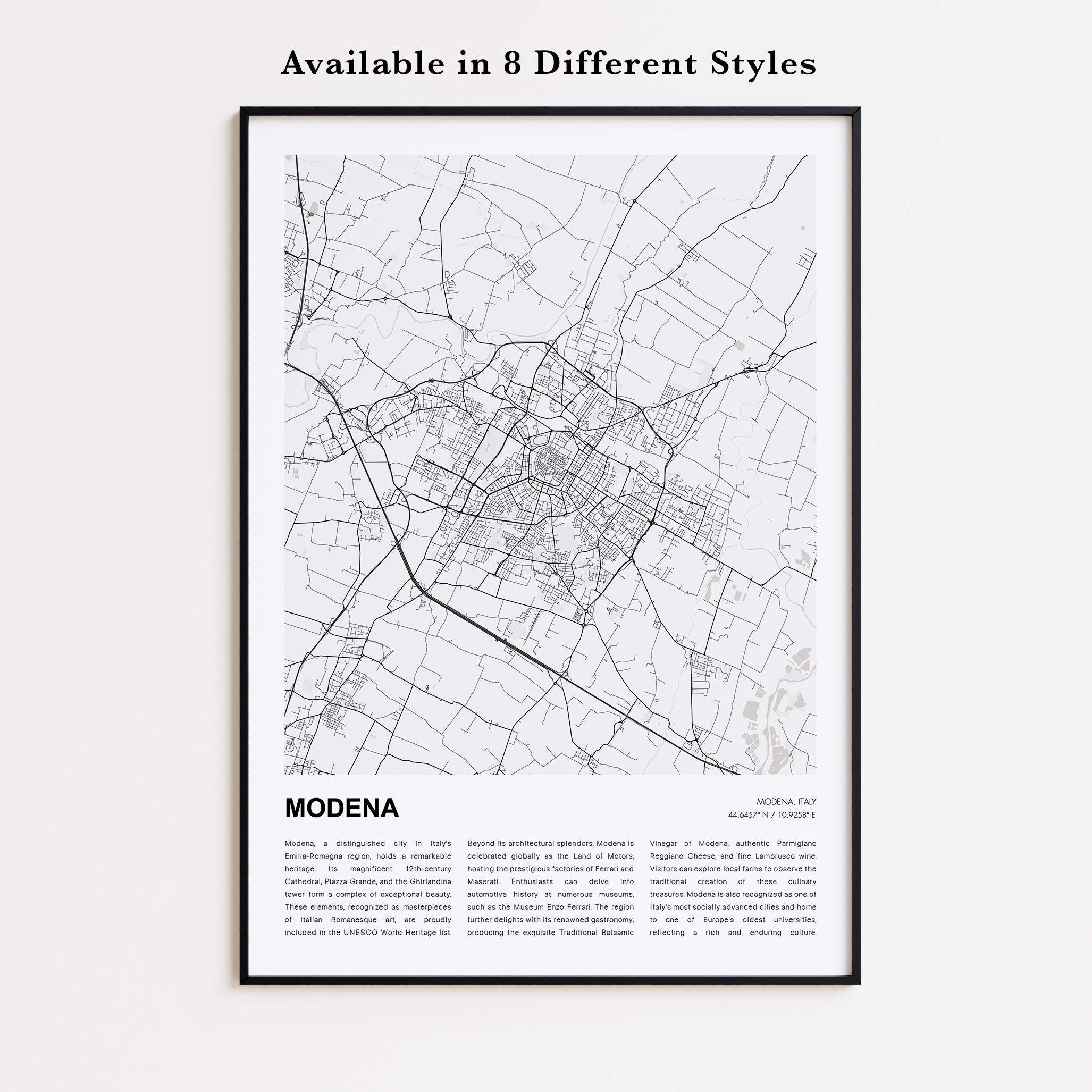 Modena Map Print, Modena Travel Map, Modena Wall Decor Art, Modena ...
