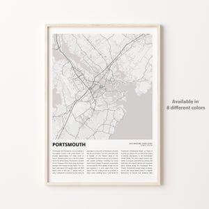 Portsmouth Map Print, Portsmouth Travel Map, Portsmouth Wall Decor Art, Portsmouth New Hampshire, Housewarming Gift
