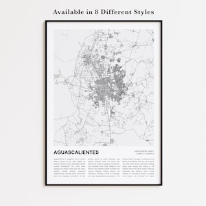 Aguascalientes Map Print, Aguascalientes Travel Map, Aguascalientes Wall Decor Art, Aguascalientes Aguascalientes, Housewarming Gift map