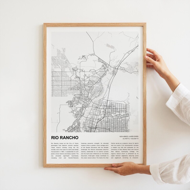 Rio Rancho Map Print, Rio Rancho Travel Map, Rio Rancho Wall Decor Art ...