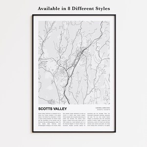 Scotts Valley Map Print, Scotts Valley Travel Map, Scotts Valley Wall Decor Art, Scotts Valley California, Housewarming Gift
