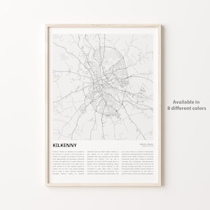 Kilkenny Map Print, Kilkenny Travel Map, Kilkenny Wall Decor Art, Kilkenny Kilkenny, Housewarming Gift