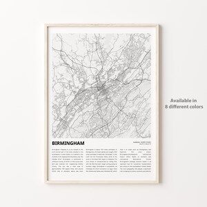 Birmingham Map Print, Birmingham Mappe, Birmingham-Wanddekor-Kunst, Birmingham Alabama, Housewarminggeschenk