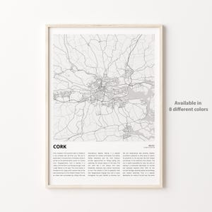 Cork Map Print, Cork Travel Map, Cork Wall Decor Art, Cork , Housewarming Gift