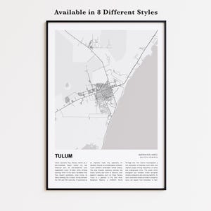 Mapa de Tulum impreso, Mapa turístico de Tulum, Arte decorativo de pared de Tulum, Tulum, Quintana Roo, Regalo de inauguración de casa