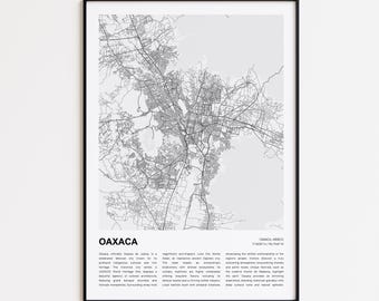 Oaxaca Map Print, Oaxaca Travel Map, Oaxaca Wall Decor Art, Oaxaca Oaxaca, Housewarming Gift