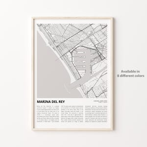 Impression de carte Marina del Rey, carte de voyage Marina del Rey, art déco murale Marina del Rey, Marina del Rey en Californie, cadeau de pendaison de crémaillère