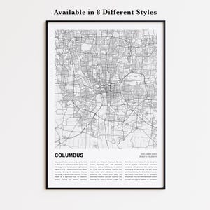 Columbus Map Print, Columbus Travel Map, Columbus Wall Decor Art, Columbus Ohio, Housewarming Gift