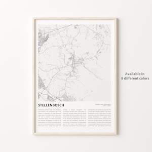 Stellenbosch Map Print, Stellenbosch Map Print, Stellenbosch Wanddekor Kunst, Stellenbosch Western Cape, Einweihungsparty Geschenk