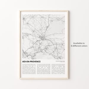 Aix-en-Provence Karte Druck, Aix-en-Provence Reisekarte, Aix-en-Provence Wanddekor Kunst, Aix-en-Provence Bouches-du-Rhöne, Geschenkkartenplakat