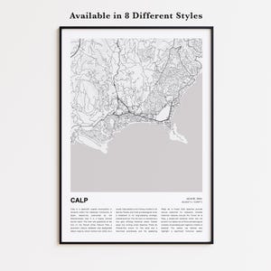 Calp Map Print, Calp Travel Map, Calp Wall Decor Art, Calp Alicante, Housewarming Gift