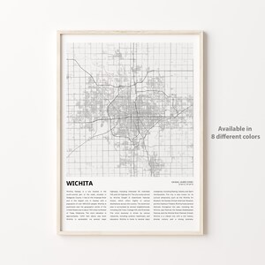 Wichita Map Print, Wichita Travel Map, Wichita Wall Decor Art, Wichita Kansas, Housewarming Gift