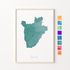 Burundi Aquarell Karte, Burundi Pastell Print, Burundi Minimal Art, Burundi Wandkunst, Burundi Karte Druck, Housewarming Geschenk, Burundi Country