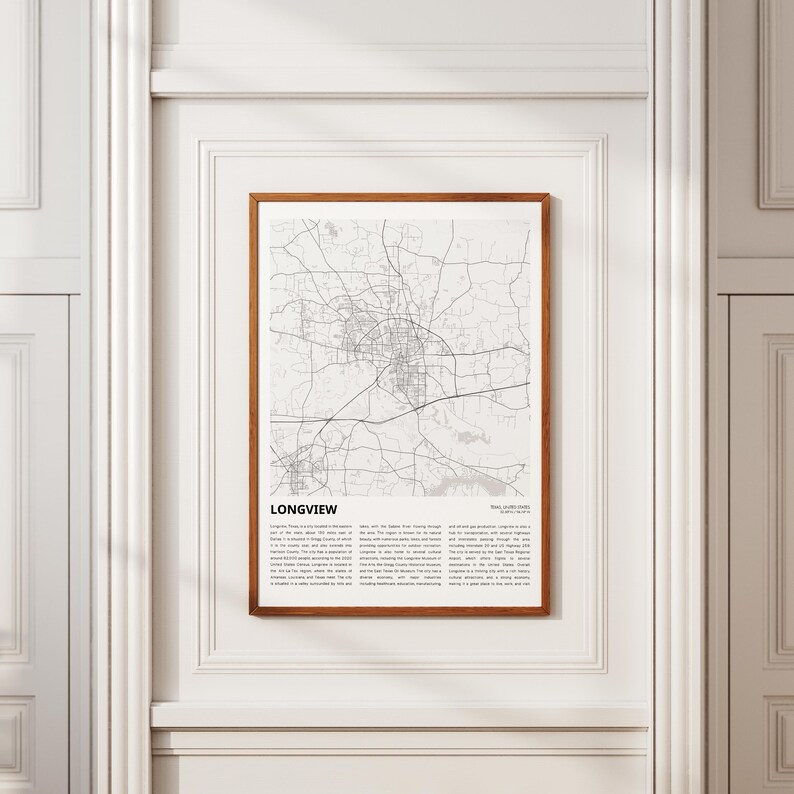 Longview Map Print, Longview Travel Map, Longview Wall Decor Art