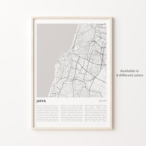 Impresión de mapa de Jaffa, mapa de viaje de Jaffa, arte de decoración de pared de Jaffa, Jaffa Tel Aviv, regalo de inauguración de la casa