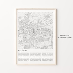 Glasgow Map Print, Glasgow Travel Map, Glasgow Wall Decor Art, Glasgow Scotland, Housewarming Gift