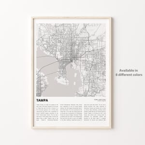 Tamper-kaartafdruk, Tamper-reiskaart, Tamper-muurdecoratiekunst, Tamper, Florida, housewarmingcadeau