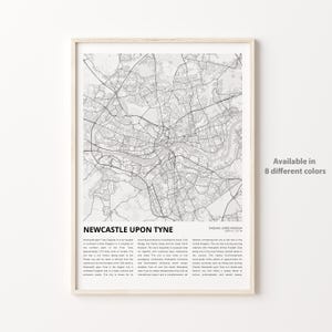 Newcastle upon Tyne Map Print, Newcastle upon Tyne Map Print, Newcastle upon Tyne Wanddekor Kunst, Newcastle upon Tyne England