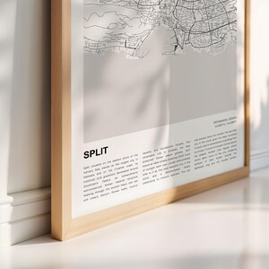 スプリットの地図プリント、スプリットの旅行地図、スプリットの壁飾りアート、スプリット スプリット・ダルマチア、新築祝いのギフト 画像 4