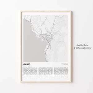 Ohrid Map Print, Ohrid Travel Map, Ohrid Wall Decor Art, Ohrid , Housewarming Gift