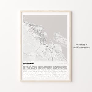 Impresión de mapas de Nanaimo, mapa de viaje de Nanaimo, arte de decoración de pared de Nanaimo, Nanaimo Columbia Británica, regalo de inauguración de la casa