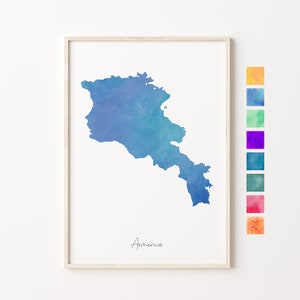 Carte aquarelle de l'Arménie, impression pastel de l'Arménie, impression aquarelle minimale de l'Arménie, carte de l'Arménie, cadeau carte de l'Arménie, art mural de l'Arménie, impression de carte