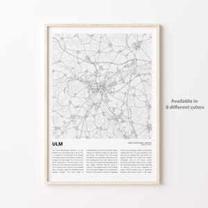 Ulm Map Print, Ulm Travel Map, Ulm Wall Decor Art, Ulm Baden-Württemberg, Housewarming Gift