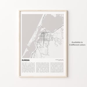 Eureka Map Print, Eureka Travel Map, Eureka Wall Decor Art, Eureka California, Housewarming Gift