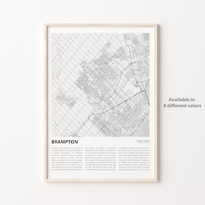 Brampton Map Print, Brampton Travel Map, Brampton Wall Decor Art, Brampton Ontario, Housewarming Gift